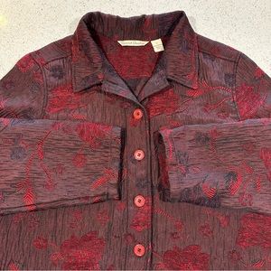 French laundry women’s jacket size L floral print embroidered stitch Red